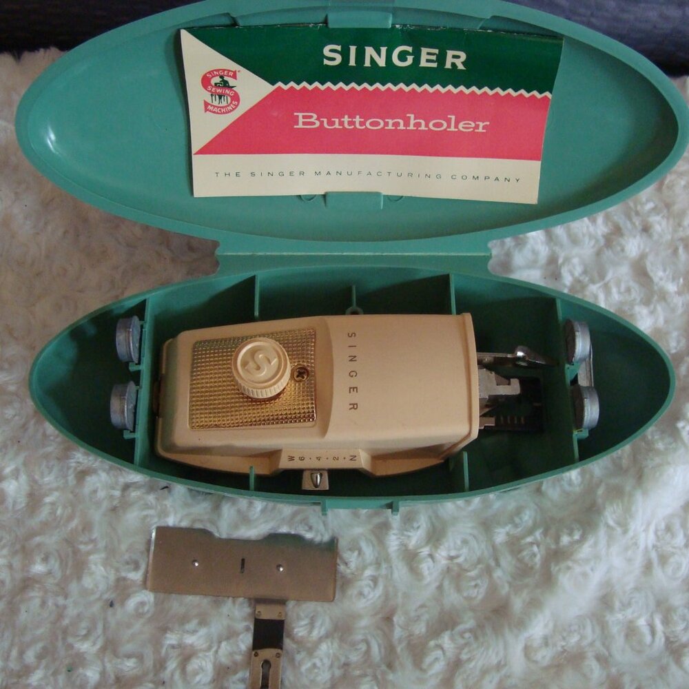 Vintage Singer Buttonholer Attachment with Case and Manual